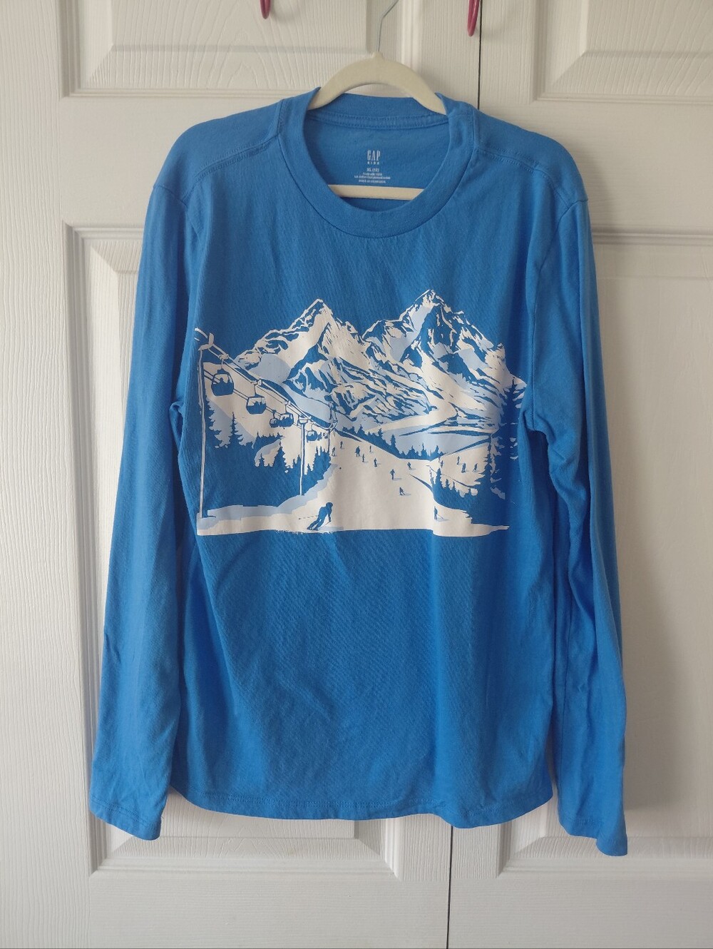 GAP Kid's Bright Blue Long-Sleeve Mountain Graphic Tee